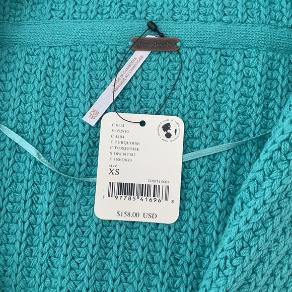 Free People Swim Too Deep Cardi Color Turquoise Size: XS - Picture 11 of 16